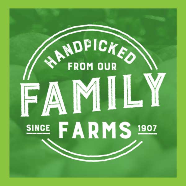 Ecommerce image with text Handpicked from our family farms since 1907