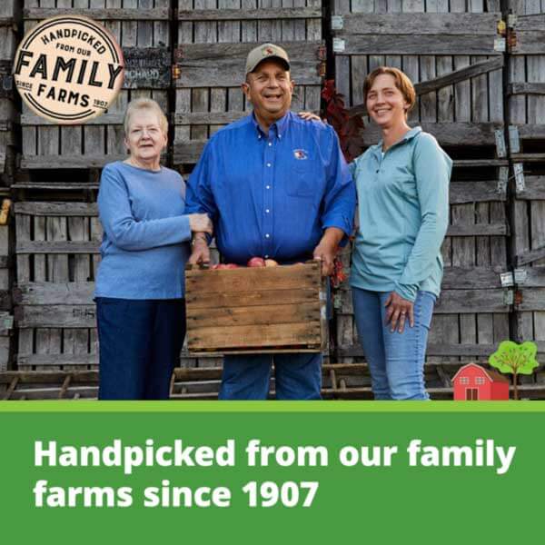 Ecommerce image with caption handpicked from our family farms since 1907