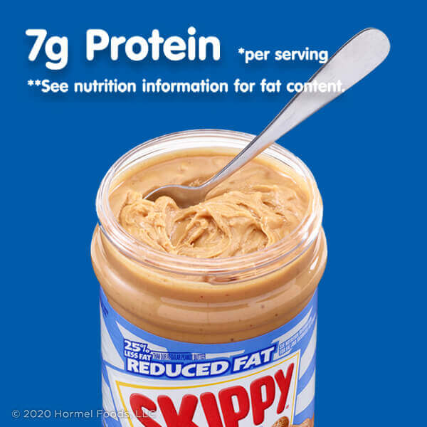 Ecommerce image of protein content in SKIPPY peanut butter