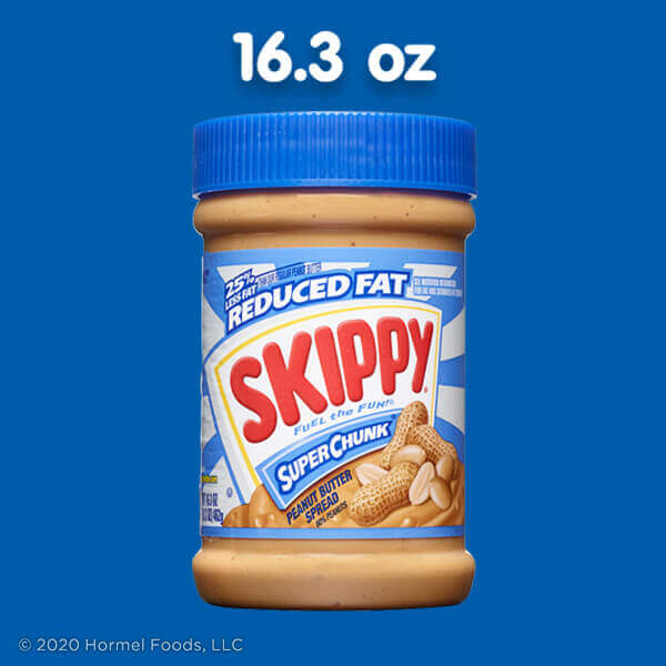 Ecommerce image showing SKIPPY peanut butter jar size